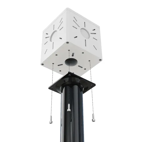Взрыв-схема стыка кубической коробки BOXFORCAM™ 4K с фланцем выноса на три самореза