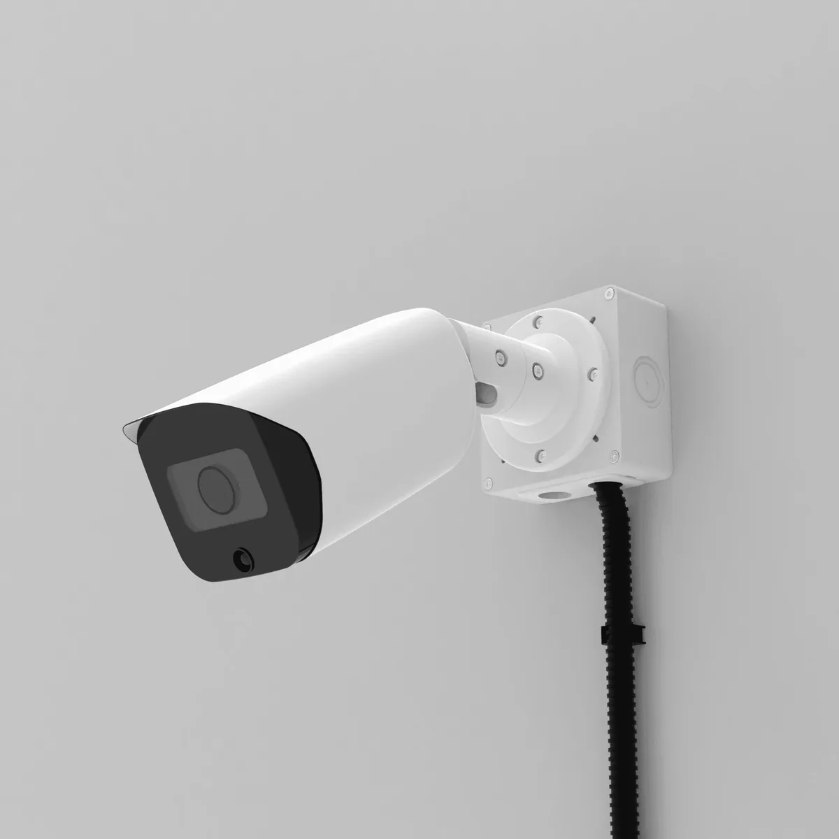 Ввод кабеля в гофре снизу через прямоугольный гермоввод коробки BOXFORCAM™ MONO